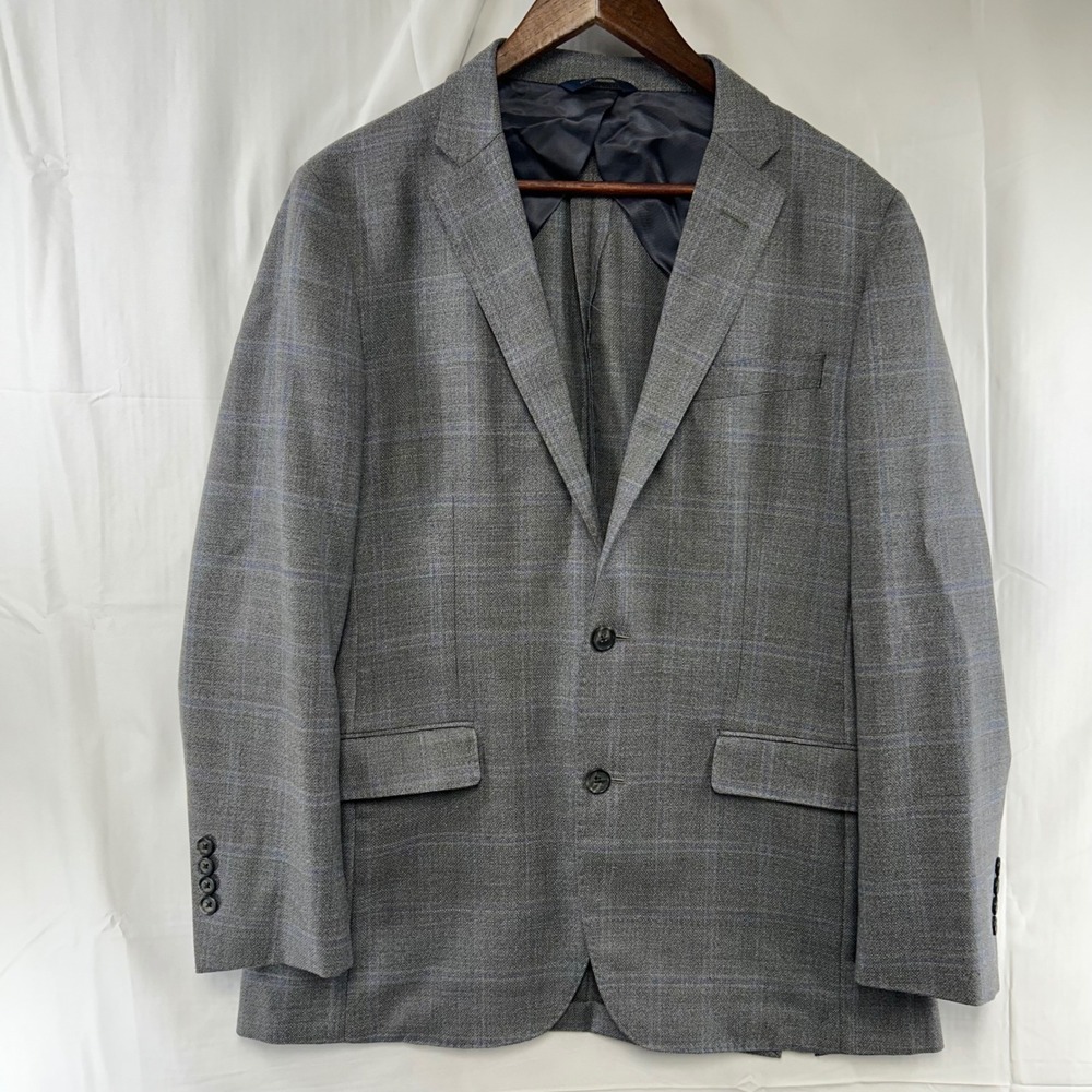 Brooks Brothers Sport Coat Mens 40R Grey Plaid Reda Wool Milano Fit Blazer